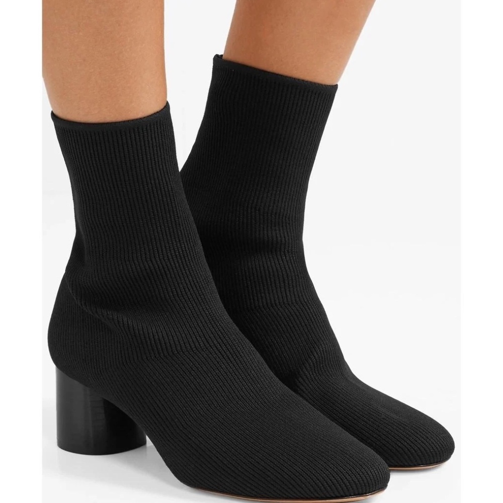 Vince Tasha Boot - Rib Knit sock Boot, Round Toe, Cylinder Heel